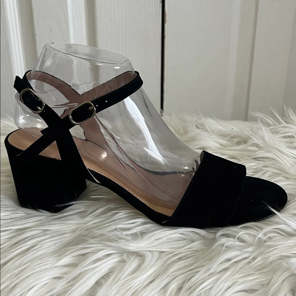Black Suede Strappy Block Heel J. Crew Sandals Size 9